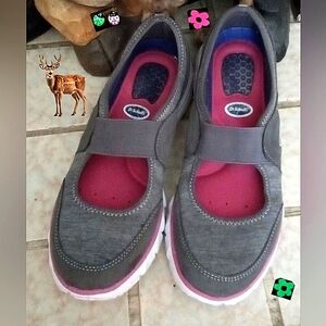 Dr. Scholl'🎀Florence Gray Slip-on Mary Jane    Leather Comfort Sneakers  Sz:7.5